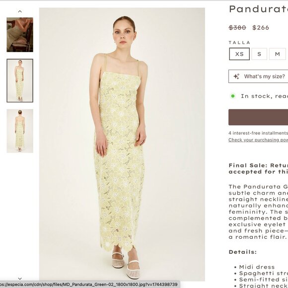 NWT Especia Pandurata Green Midi Dress Size small - Picture 1 of 13